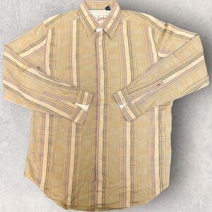 Robert Graham Mens Large Long Sleeve Button-Front Beige Ivory‎ Striped Shirt